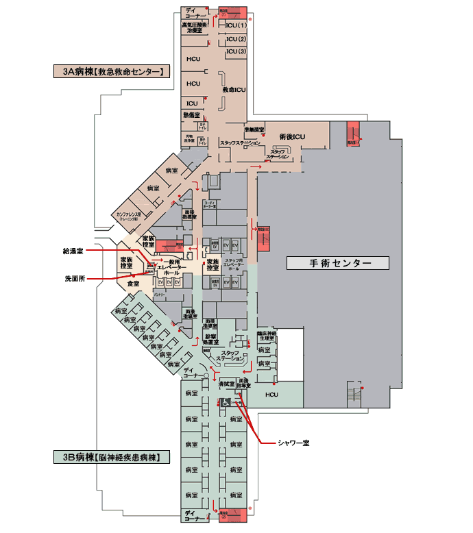 入院治療棟平面図(3F)
