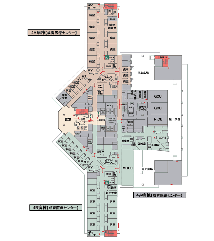 入院治療棟平面図(4F)